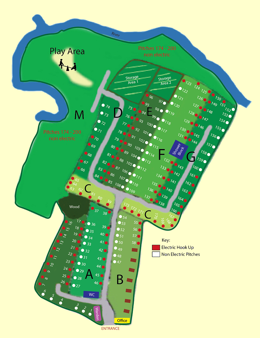 camp site plan and pitches Bournemouth